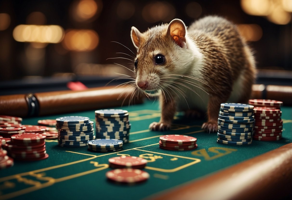 The weasels are arranging casino equipment, eager to start their game