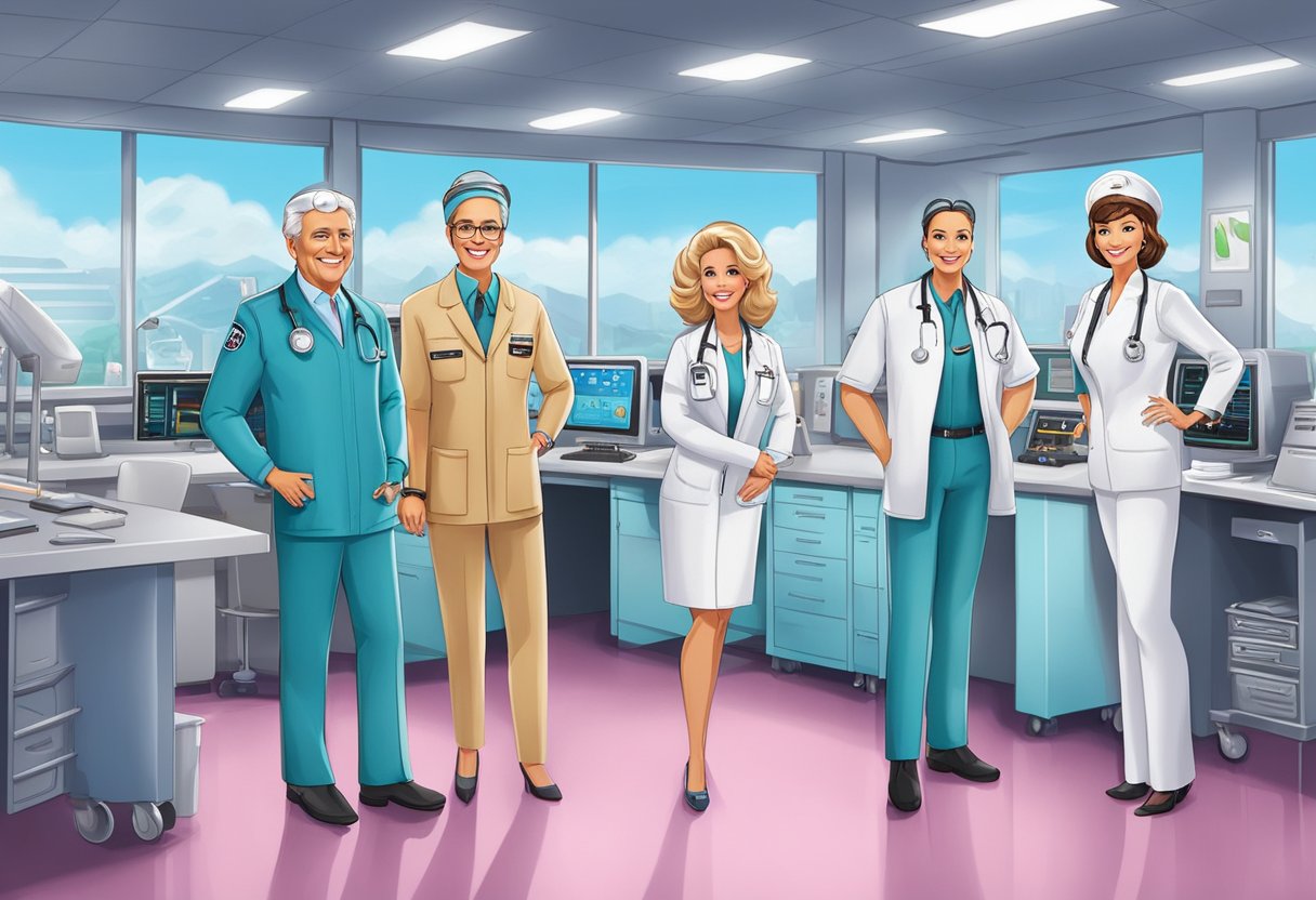 Barbie's parents, a doctor and a pilot, stand proudly in front of their respective workplaces, showcasing their successful careers