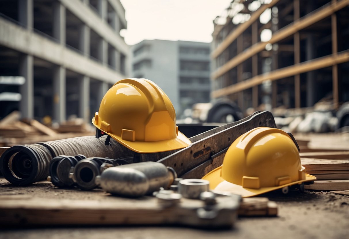 A construction site with materials and equipment, referencing specific cost indexes and public markets