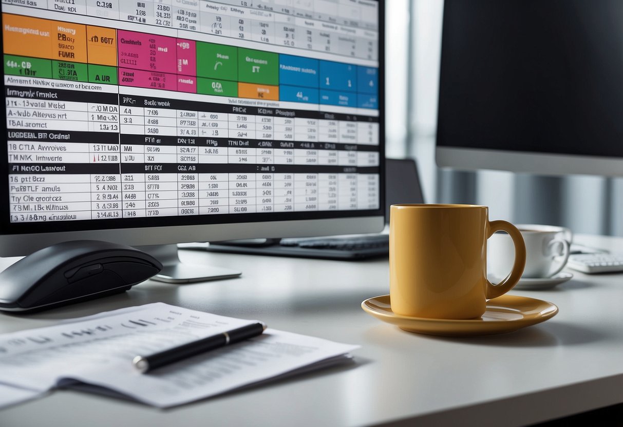 A table with two columns labeled "BT Index" and "TP Index" with statistical data and charts, surrounded by documents related to public markets