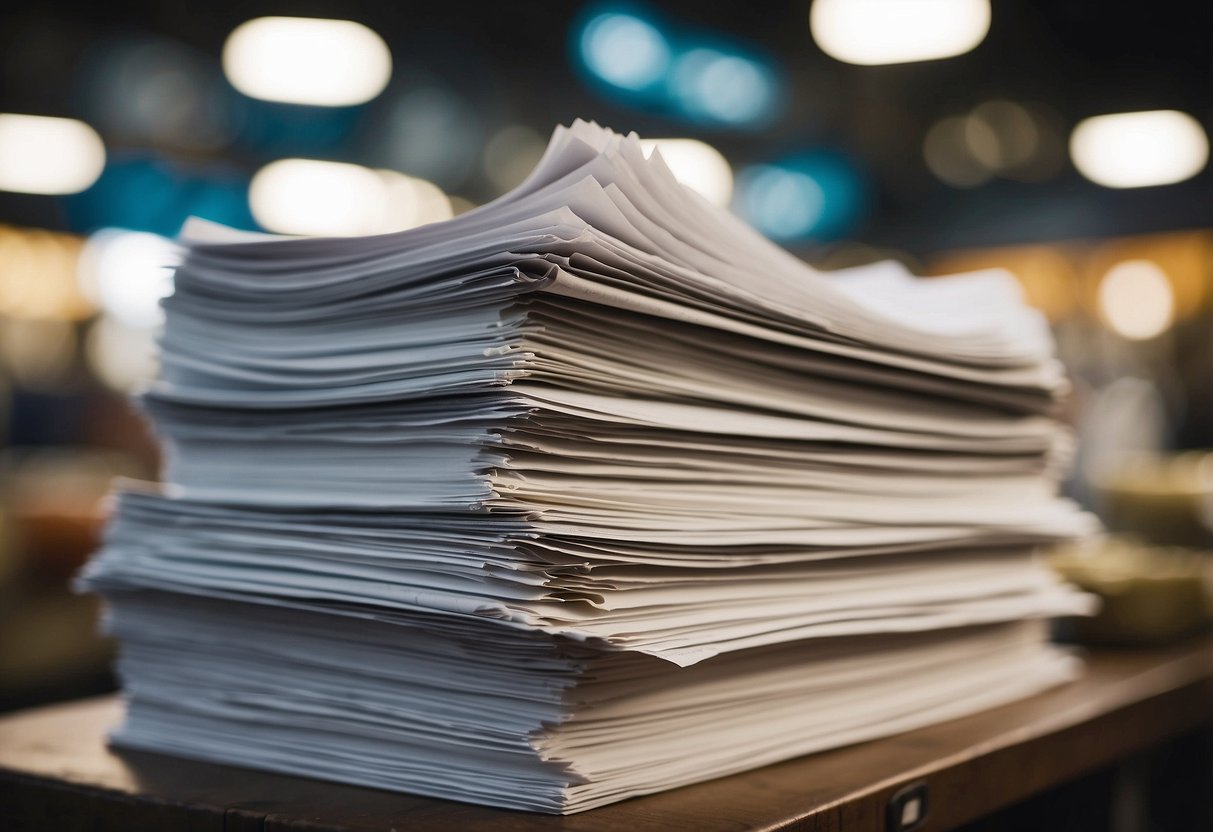 A stack of Index INSEE BT26 documents with a background of public market scenes