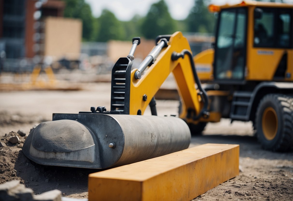 A construction site with equipment and materials for public works projects