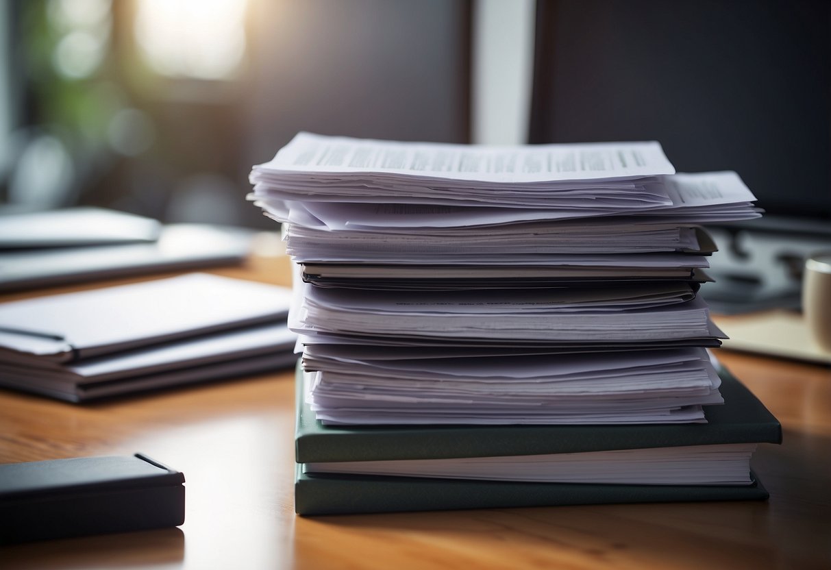 A stack of market analysis reports and INSEE BT42 index displayed on a desk, surrounded by public procurement documents