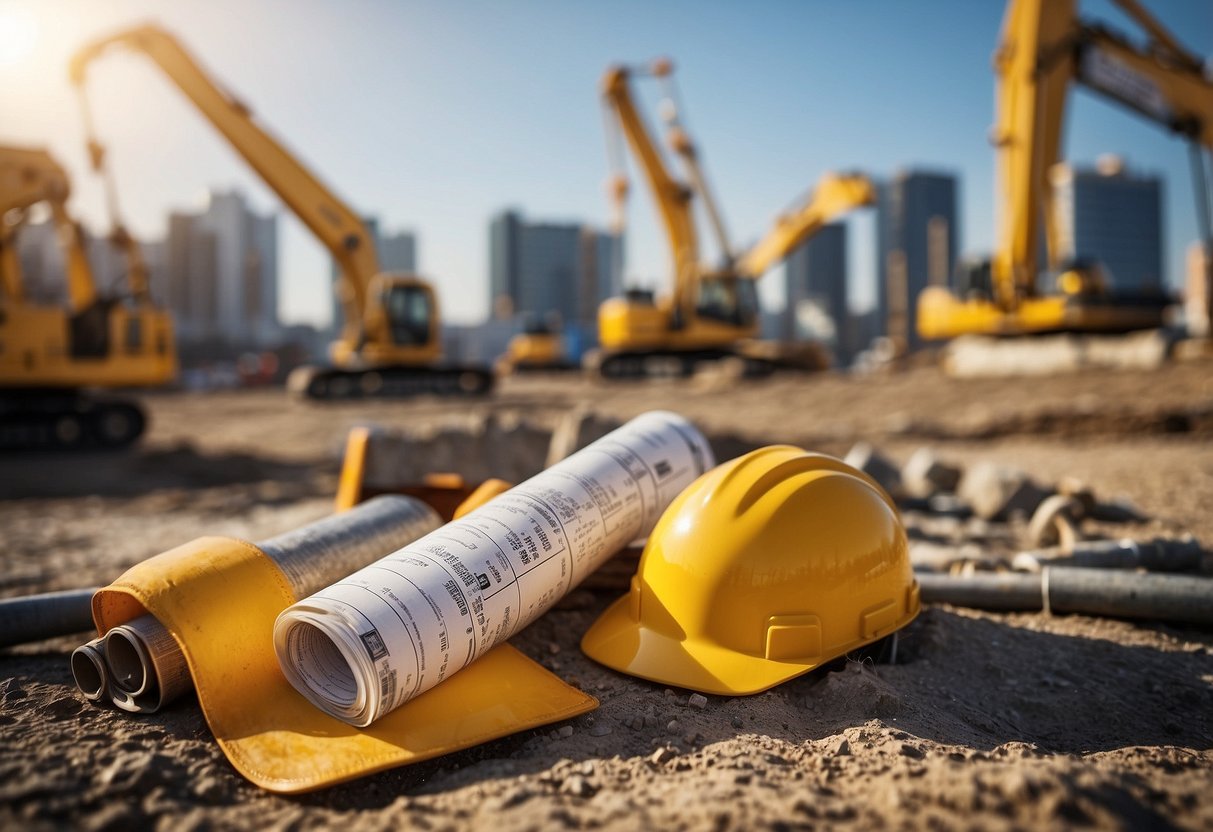 A construction site with BT indices displayed on contracts and quotes, with the INSEE BT49 index and public markets visible