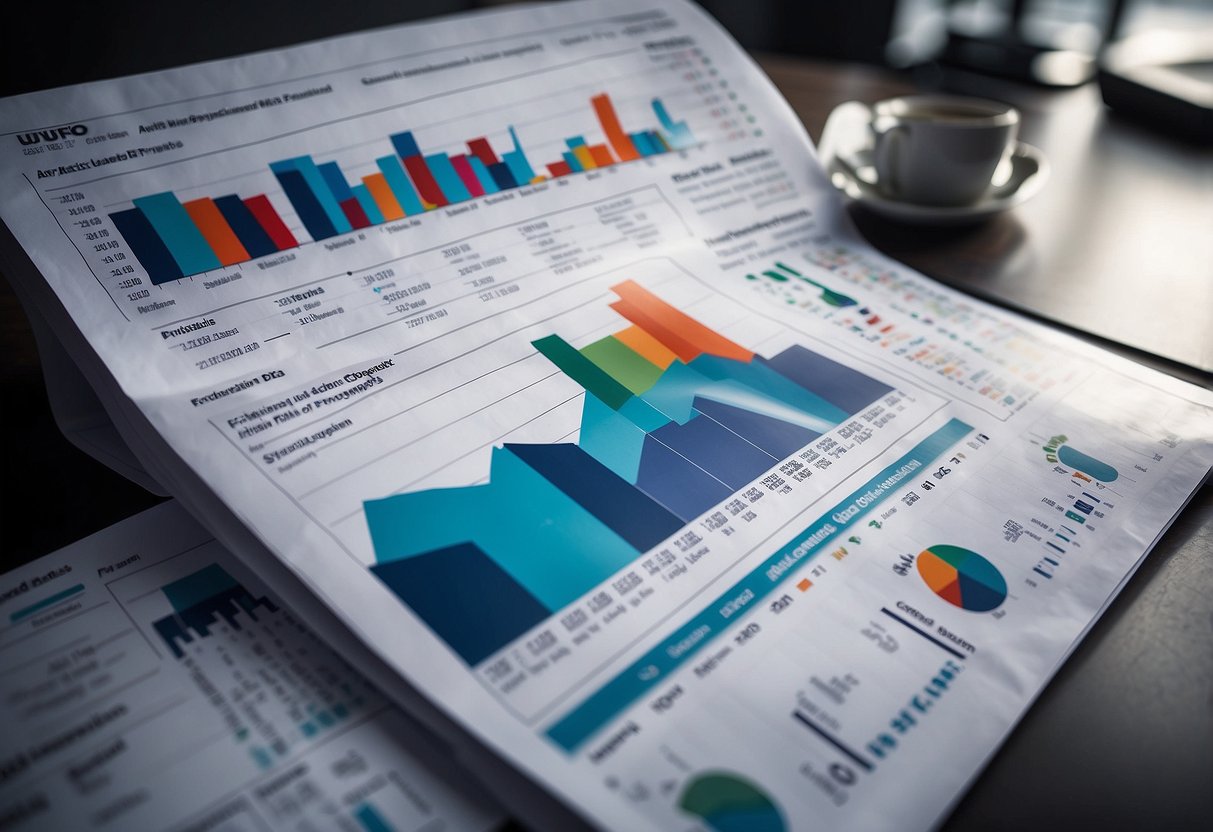 The scene depicts a stack of market reports and data charts, with the Index INSEE BT50 prominently displayed