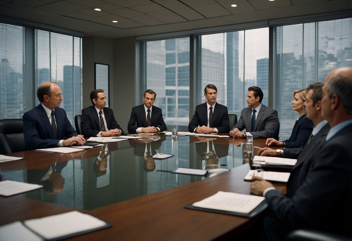 A group of officials discussing CCMOSS regulations in a boardroom setting