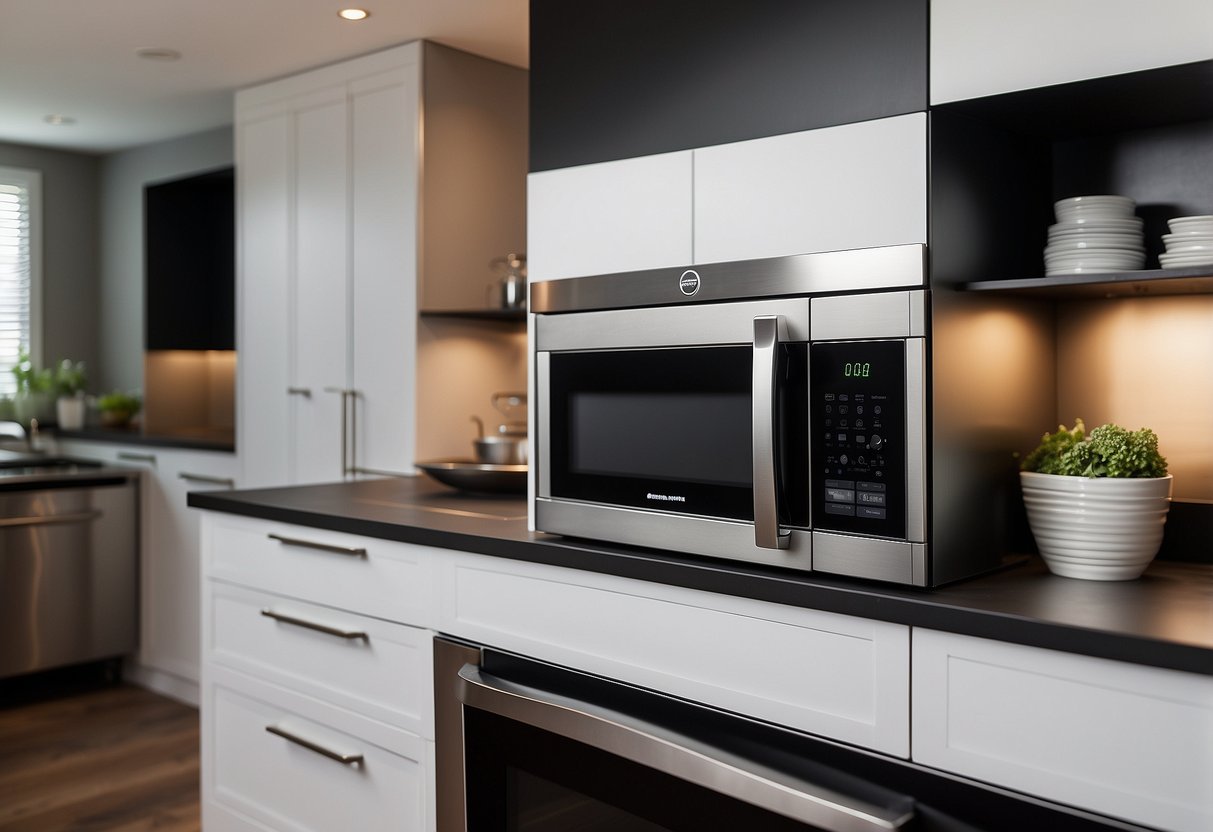 A sleek, hidden microwave shelf blends seamlessly into a modern kitchen design, adding functionality without sacrificing style