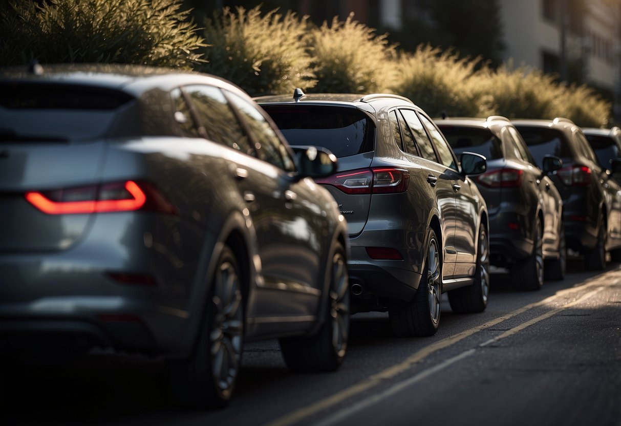 A row of cars lined up with subscription logos, impacting car usage