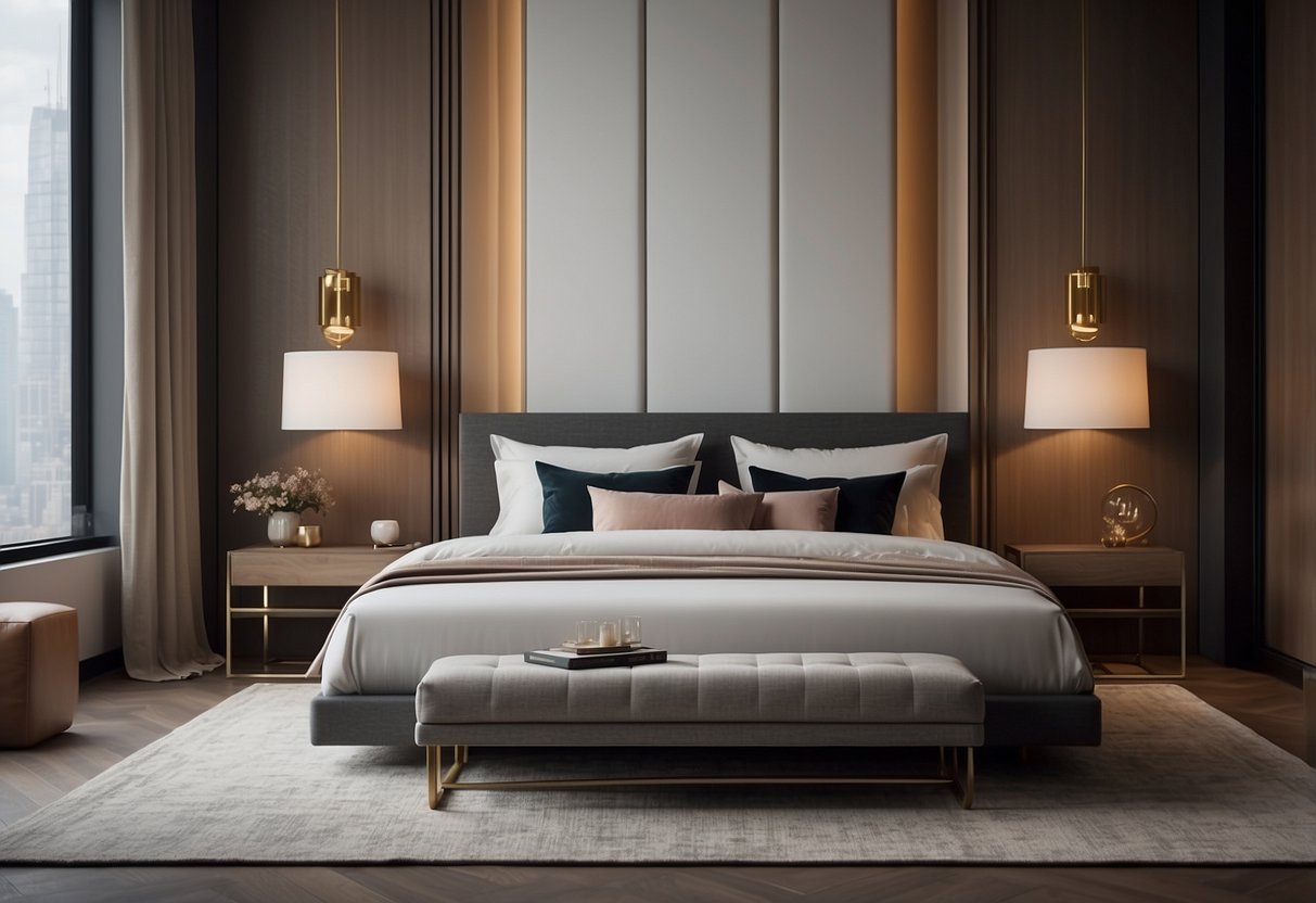 30 Modern Master Bedroom Decor Ideas You'll Love Too 5 A luxurious bed with cotton sheets in a modern master bedroom, surrounded by sleek decor and minimalist design elements