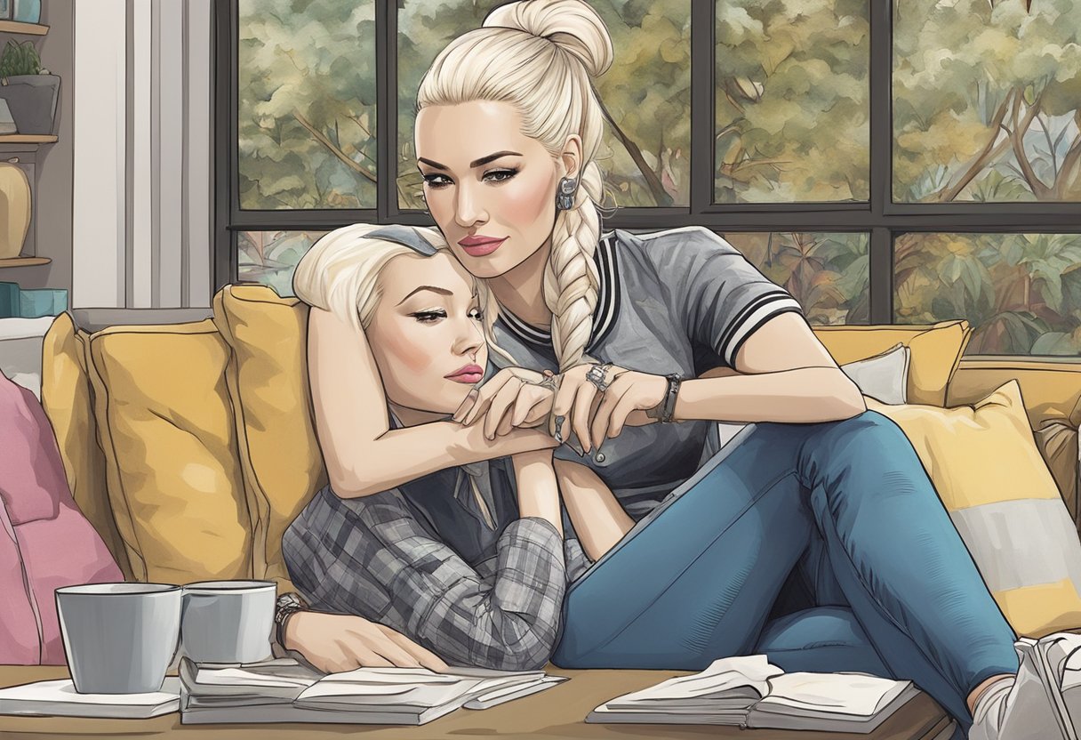 Gwen Stefani's personal life and relationships are depicted through a series of emotional moments and interactions with loved ones