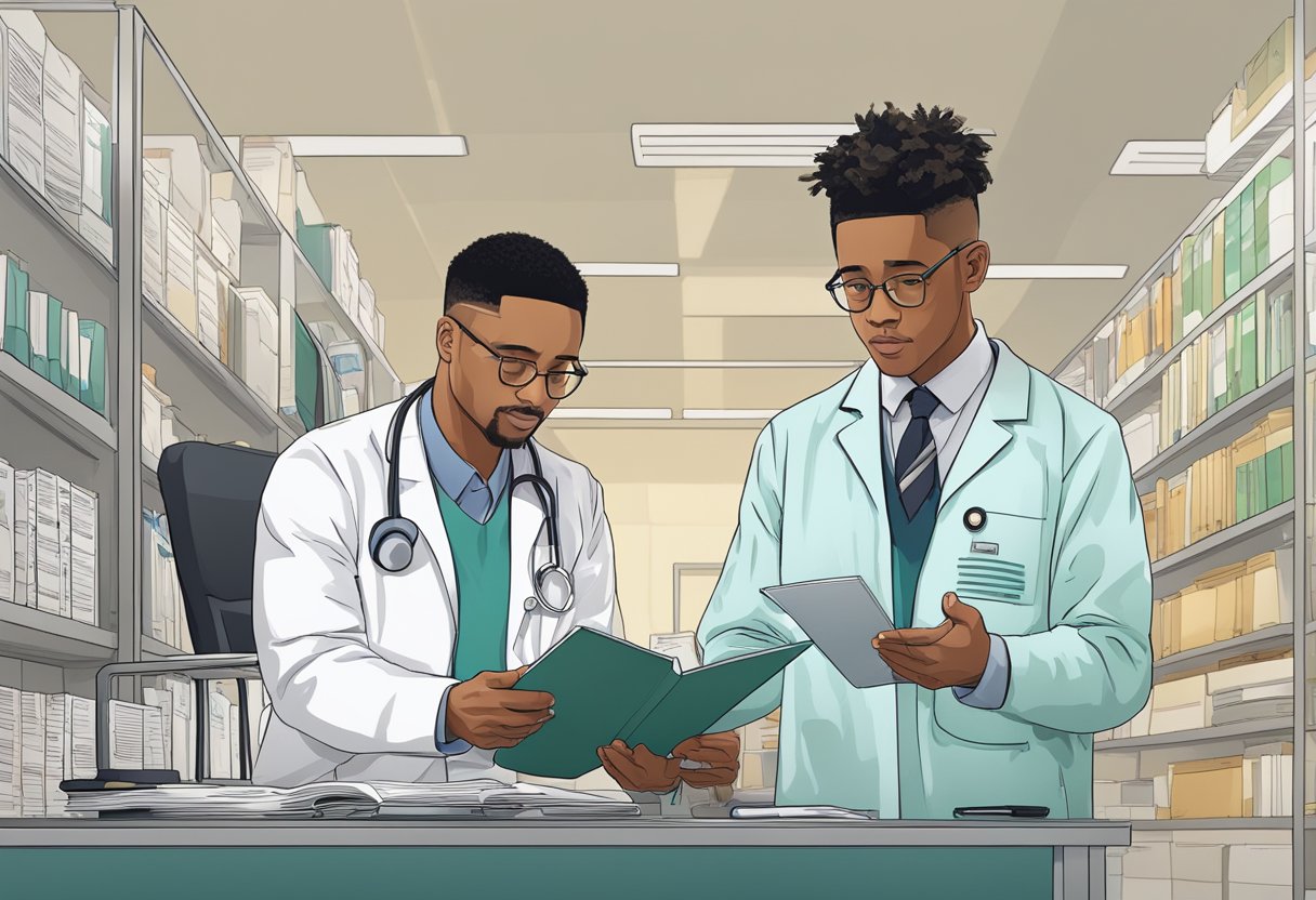 A doctor examines Jaden Smith's health records and discusses his condition with colleagues