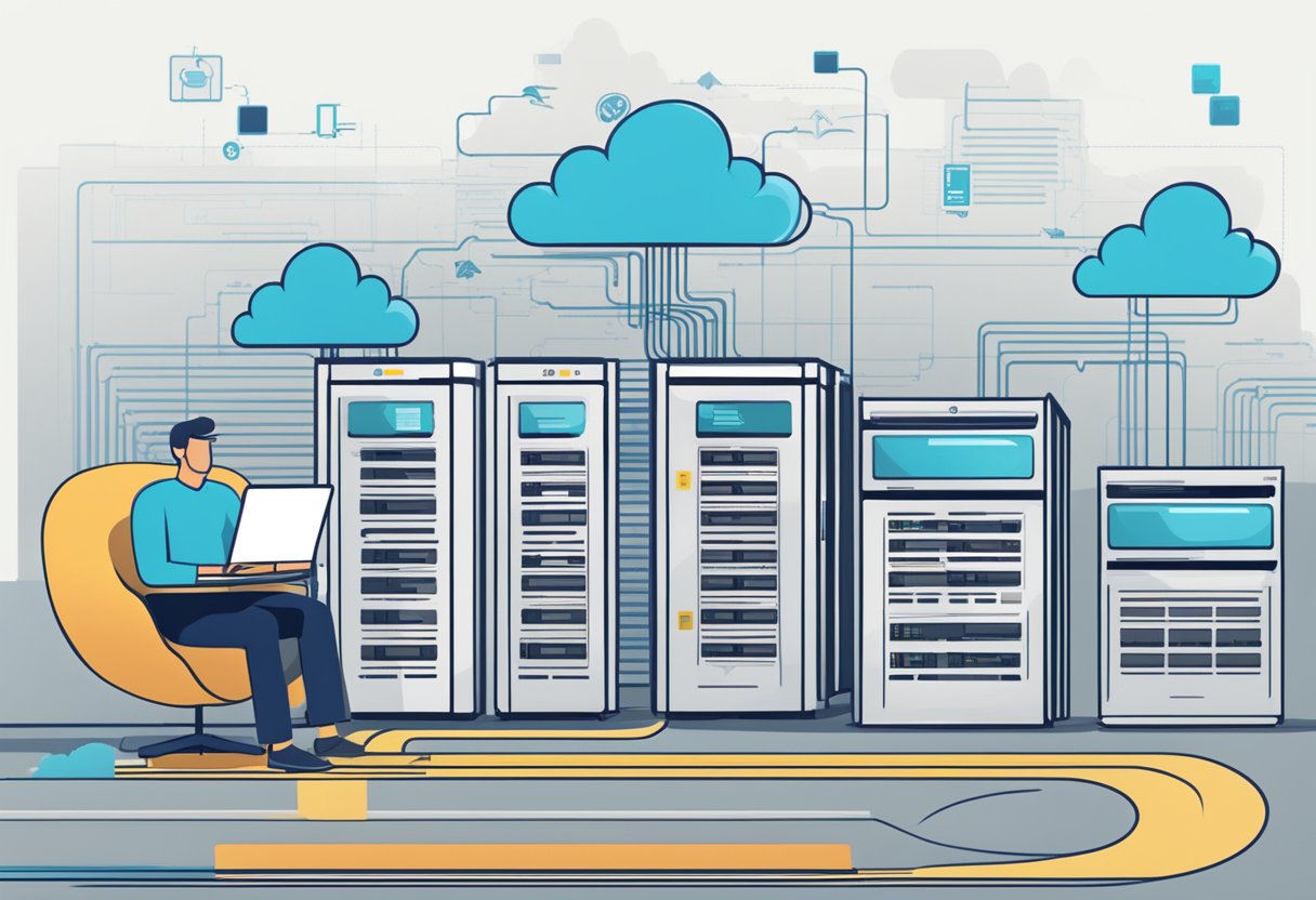 Cloud servers with 100% uptime depicted with a graph showing SLA evaluation and cost analysis