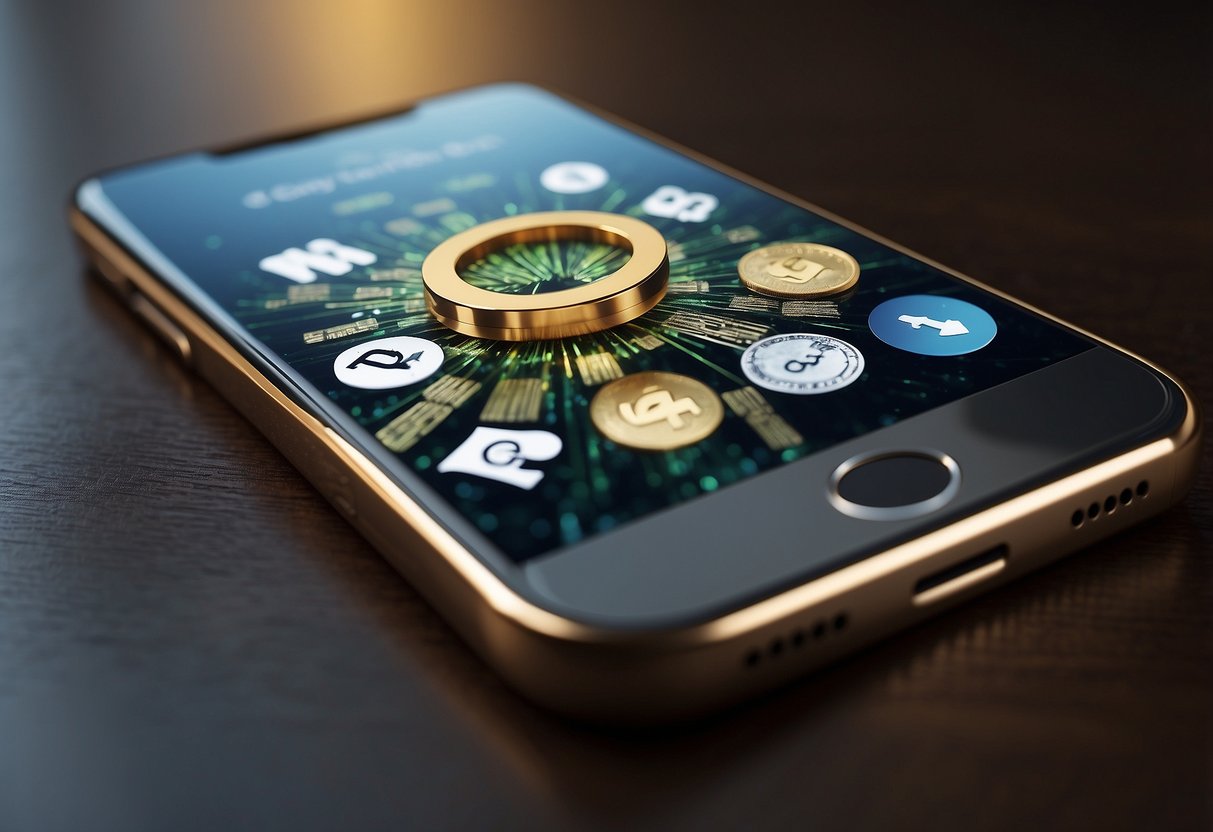 A phone unlocking app logo expanding beyond a lock, with money symbols and the words "Get Paid to Unlock" floating around it