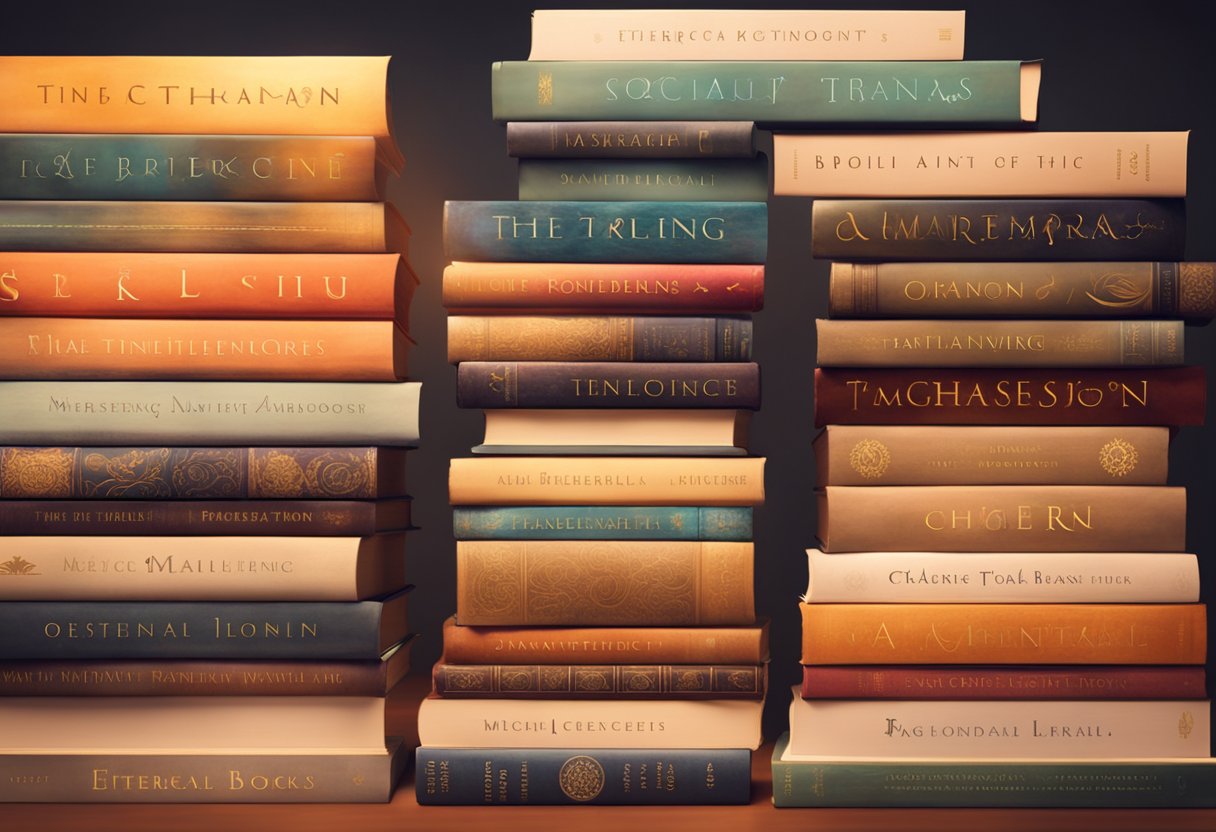 A stack of self-confidence books with bold titles on a clean, modern desk. The books are neatly arranged, with the focus on the prominent titles