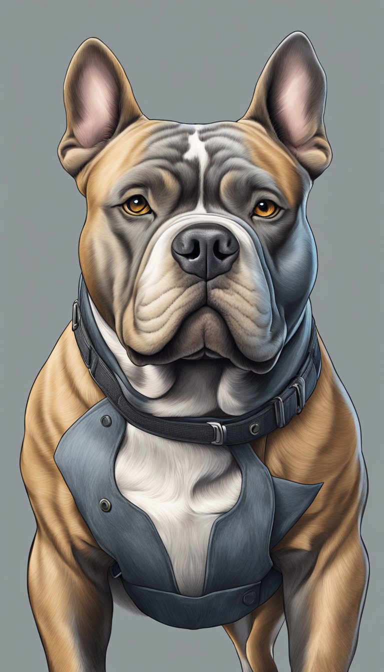 An American Bully sits calmly, displaying its loyal and gentle nature