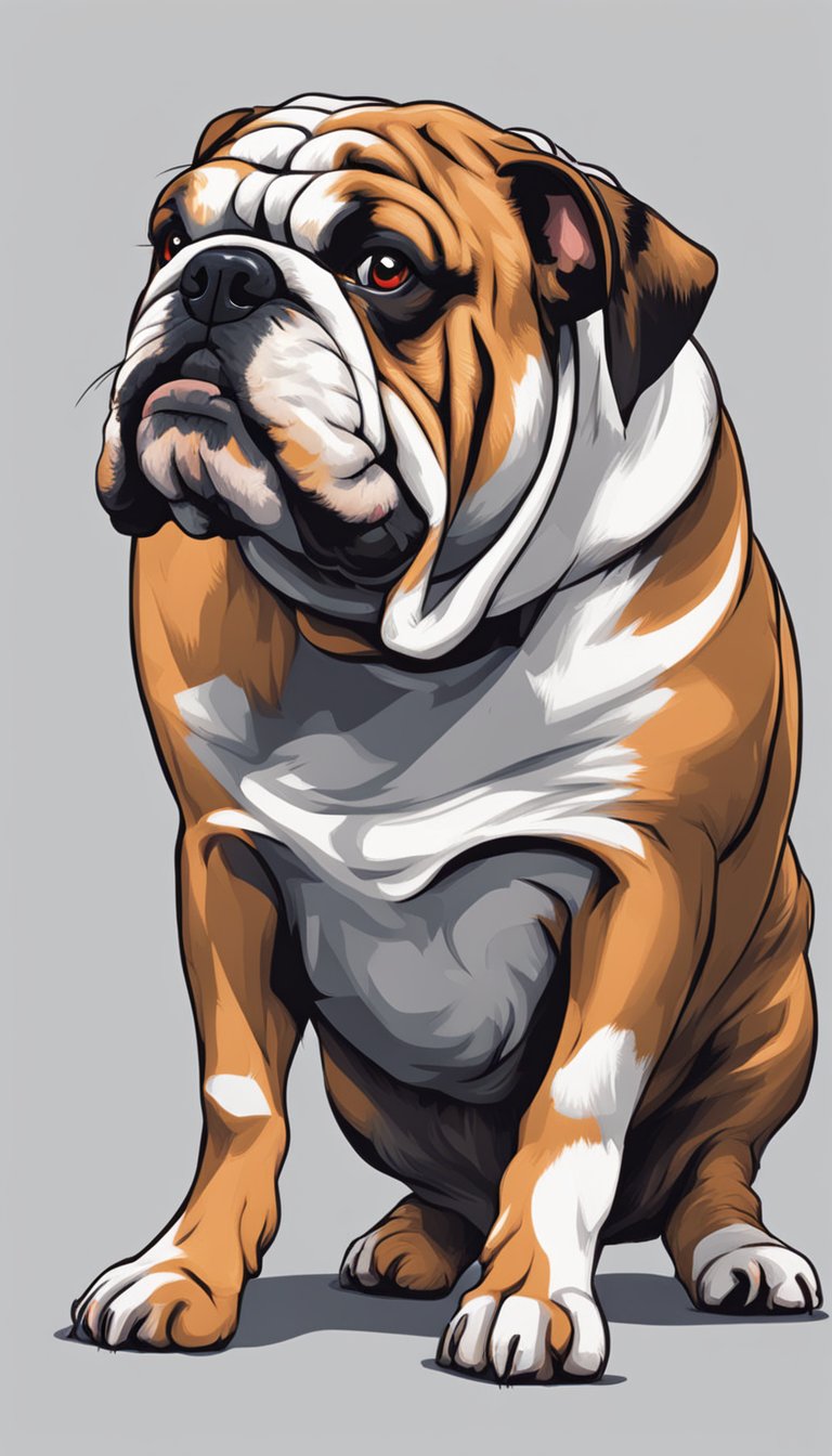 A bulldog scratching furiously, red patches on its skin, eyes watering