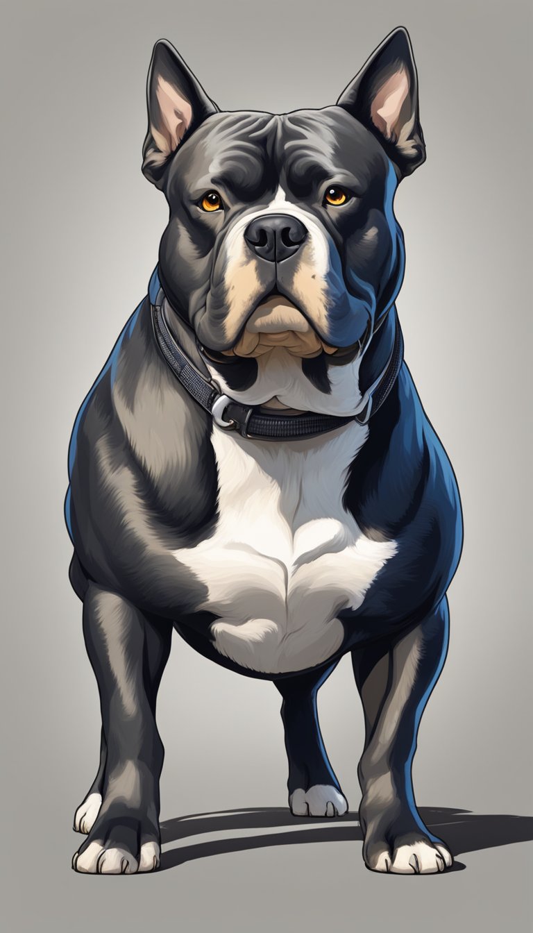 An American Bully stands tall and proud, exuding strength and vitality. Its muscular build and alert expression convey the message of health and longevity