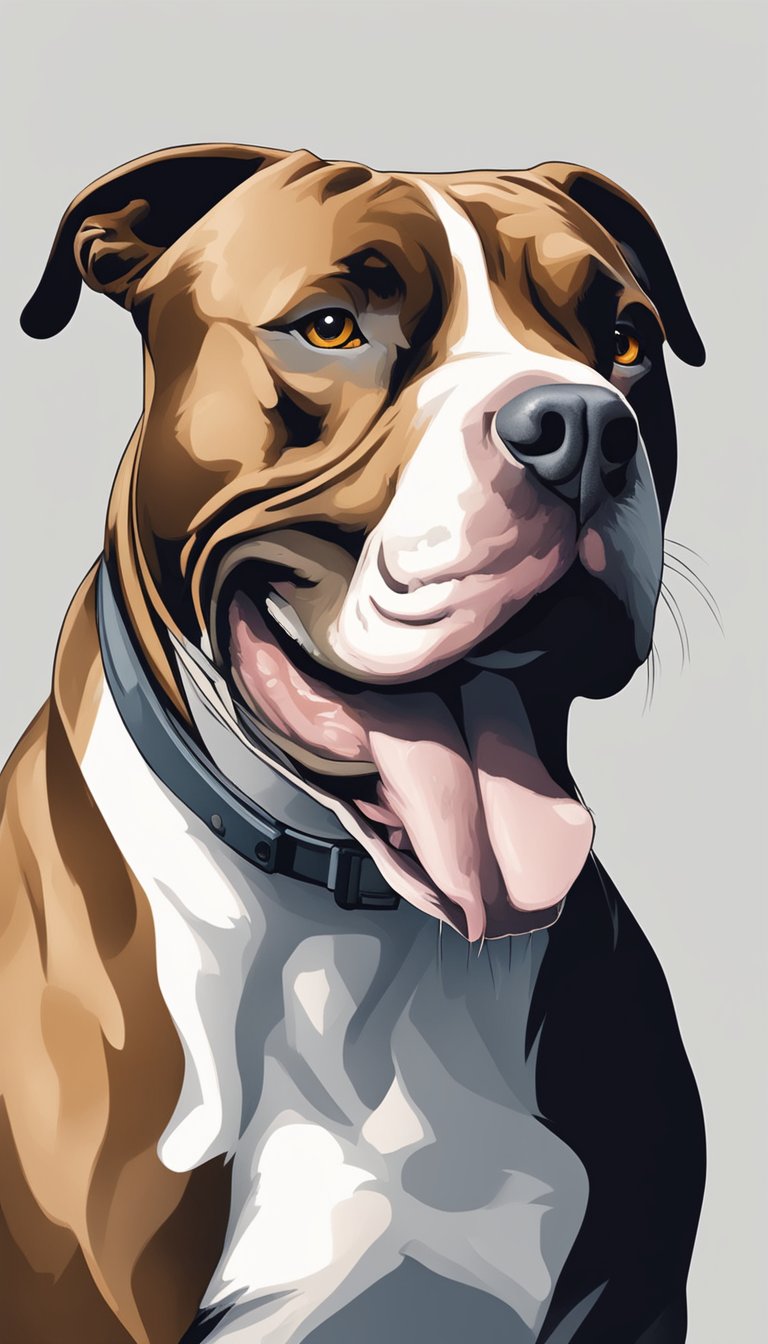 A pitbull with a strong, determined expression, showcasing its powerful jaw and teeth, with a sense of intensity and confidence