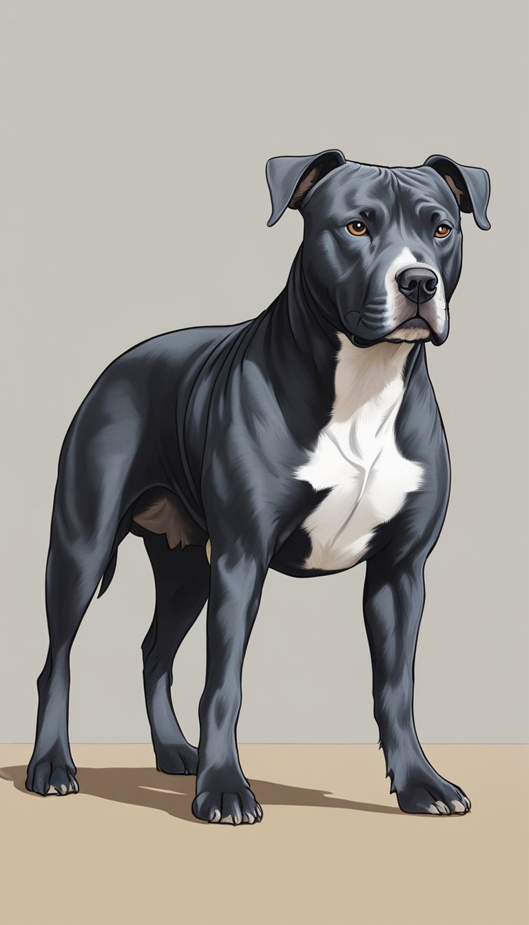 A muscular Pit Bull stands proudly, unacknowledged by the AKC