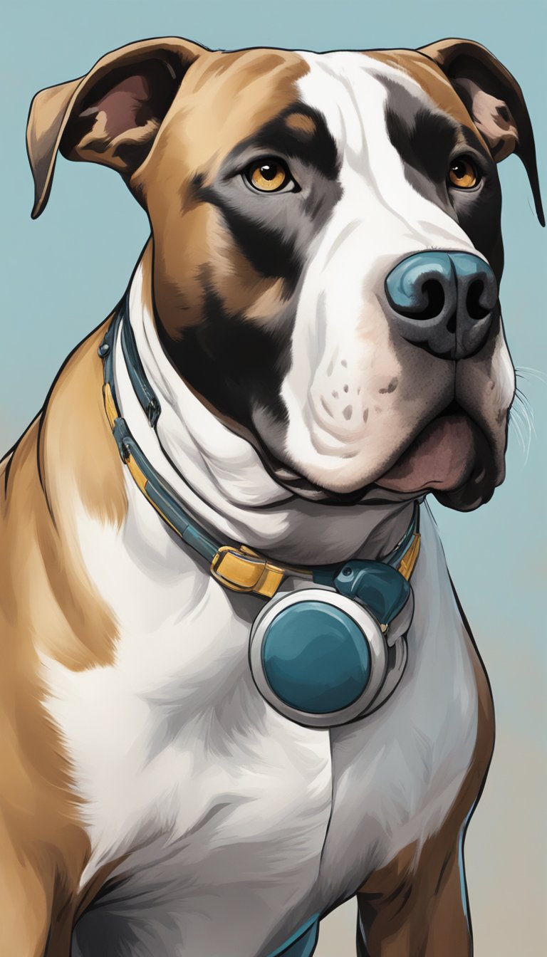 A pitbull calmly endures a painful stimulus without flinching