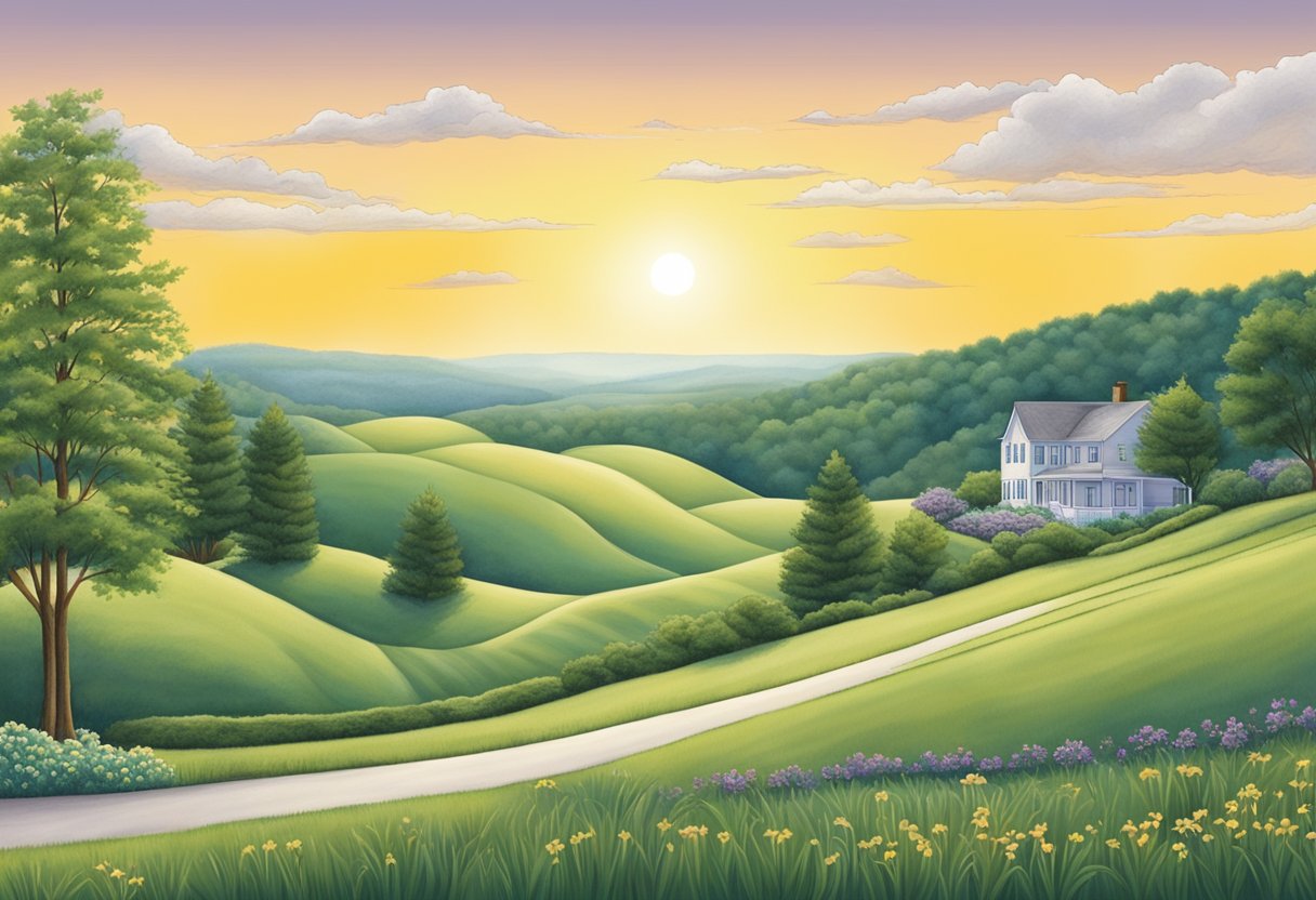 A peaceful scene of rolling hills and serene surroundings at Hospice Seven Hills, Ohio