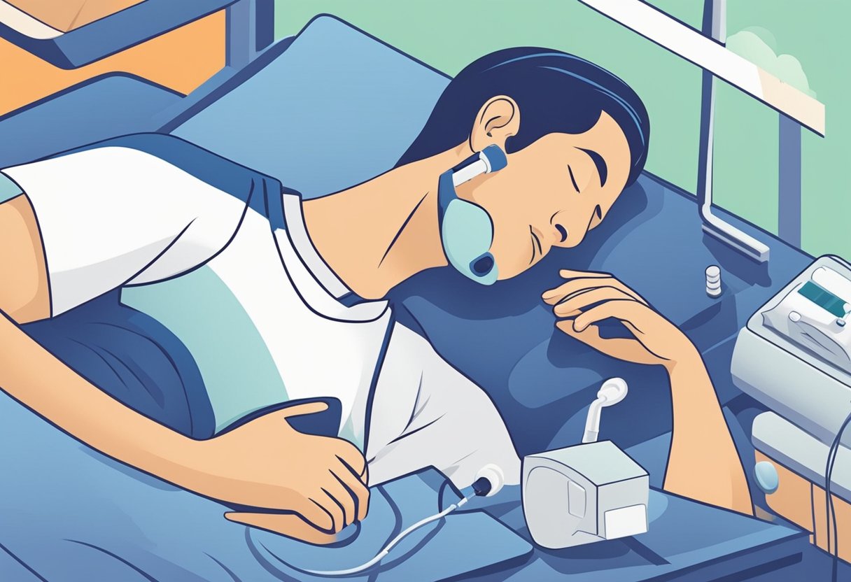 A person sleeping soundly with an AirSnore mouthpiece in place, showcasing compatibility with dental work