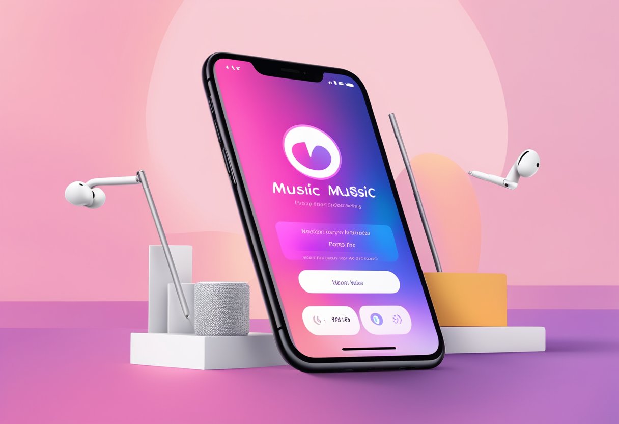 A smartphone screen displaying an apple music app with a progress bar indicating a download in process