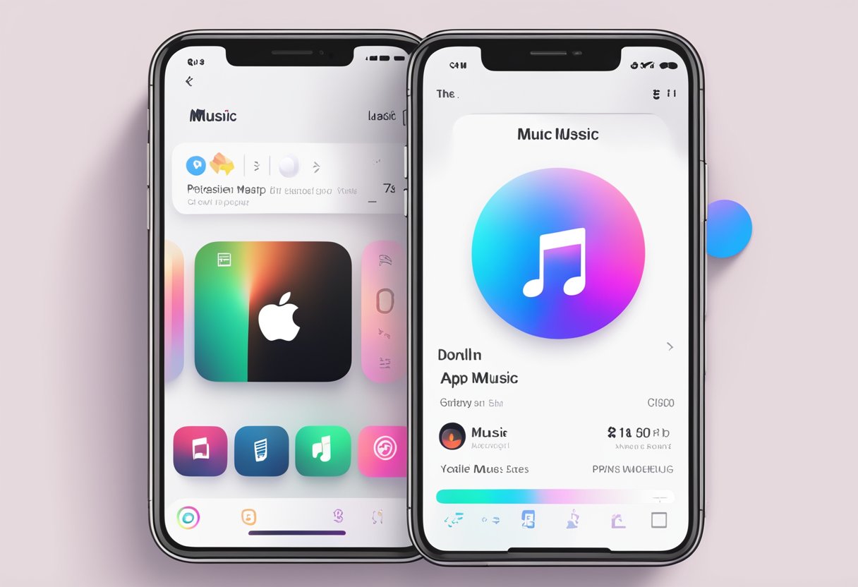 A smartphone displaying the Apple Music app with a download button highlighted