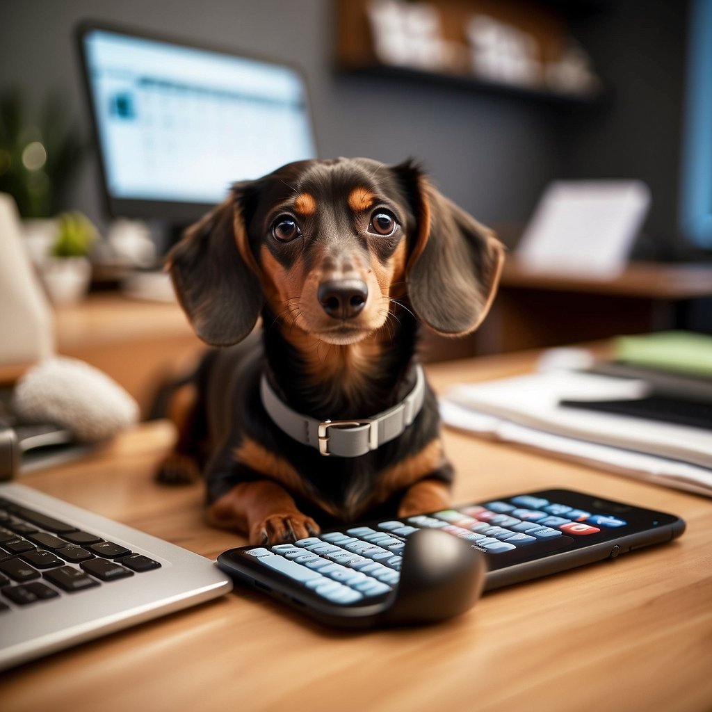 A tan dachshund surrounded by various calendar dates and social media icons, with engagement and community building themes