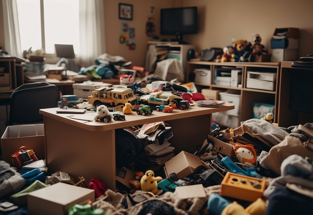 Parents sorting and organizing kids’ clothes in a tidy closet, making mornings easier with everything in its place.