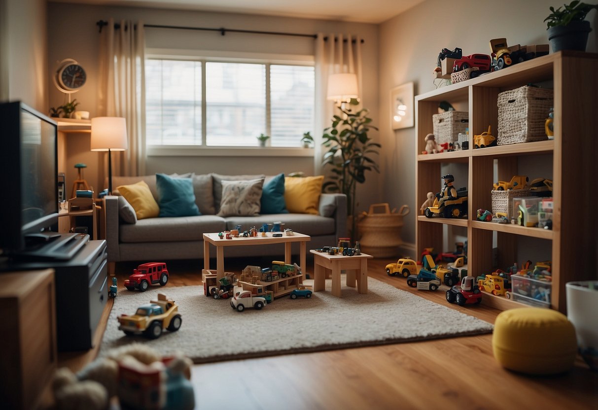 Neatly organized kids' art supplies in a creative corner, inspiring children to explore their creativity without the mess.