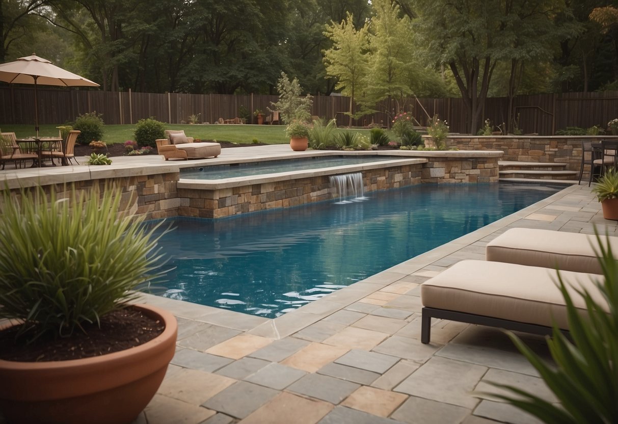 A custom pool with safety features and easy maintenance. Includes built-in steps, handrails, and a self-cleaning system