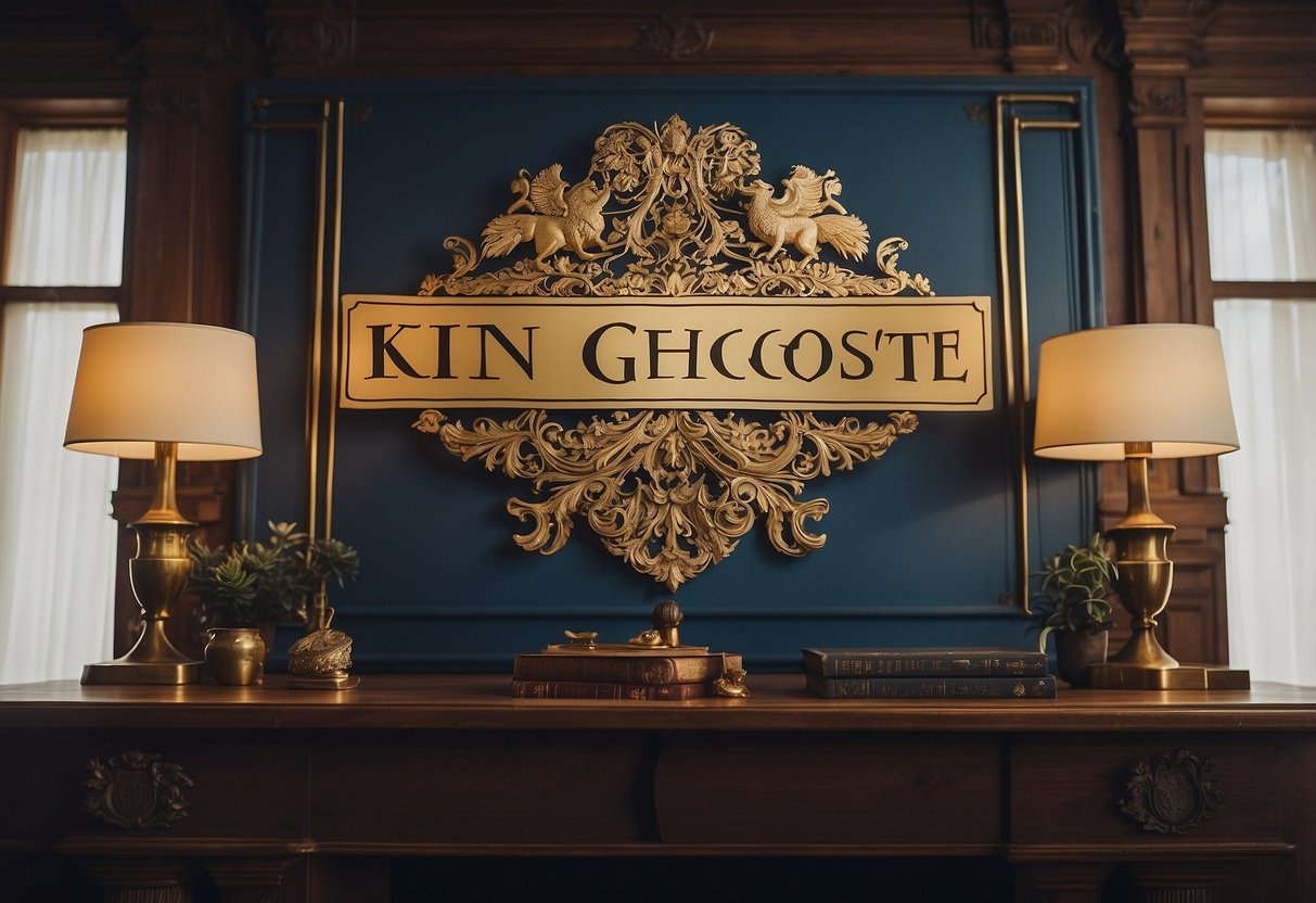 A regal banner with the words "KingHost: Impeccable Service" surrounded by symbols representing the top 7 hosting companies with Portuguese support