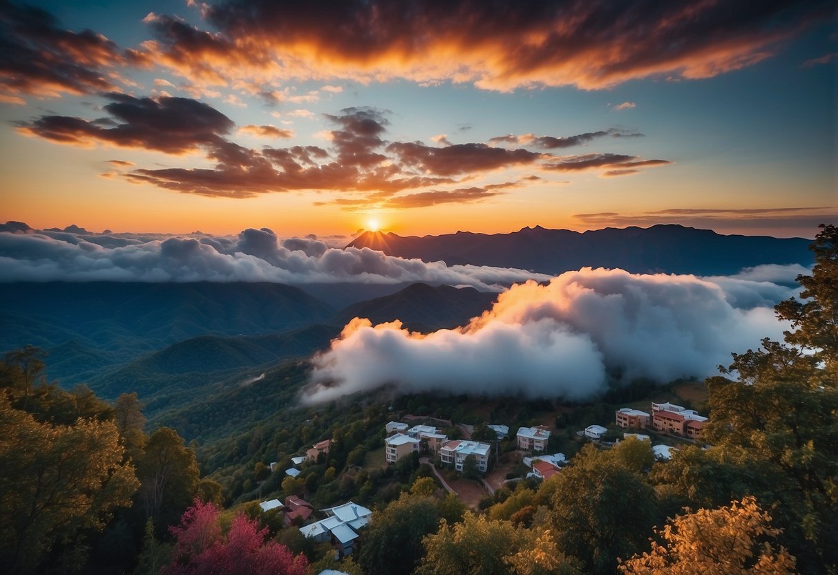 A colorful cloud-filled sky with the logos of Hostinger, SiteGround, HostGator, Locaweb, KingHost, UOL Host floating among the clouds