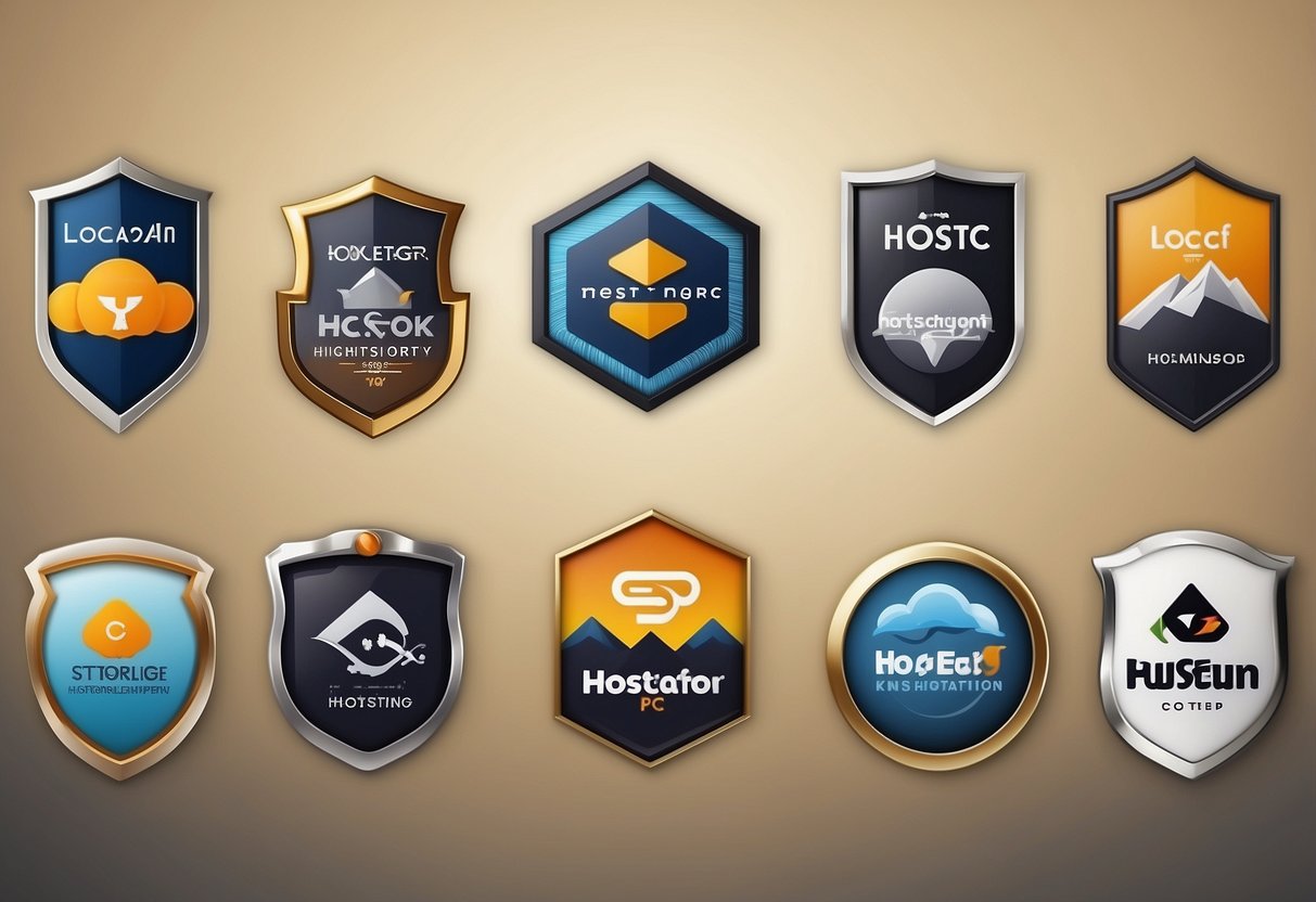 A lineup of top web hosting logos for travel sites: Hostinger, SiteGround, HostGator, Locaweb, KingHost