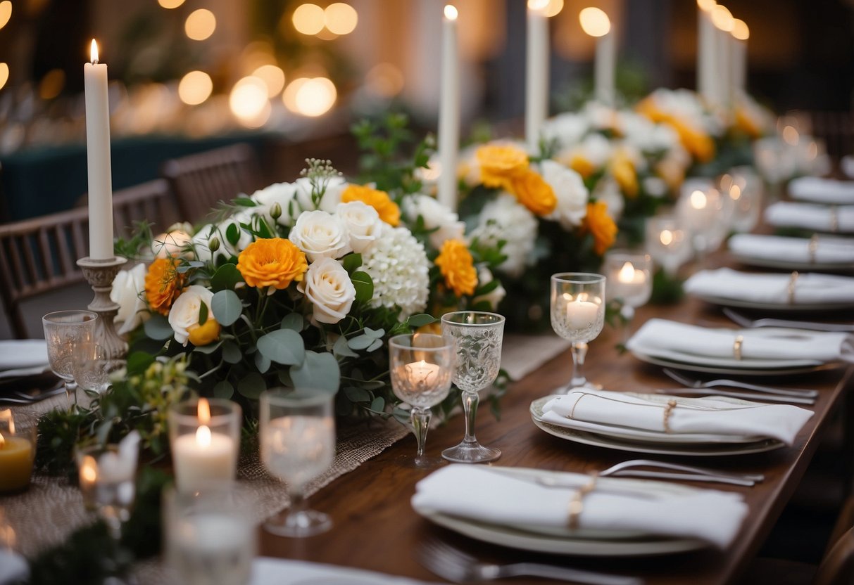 A table adorned with wedding planning materials, surrounded by vendors and service providers discussing details and exchanging ideas