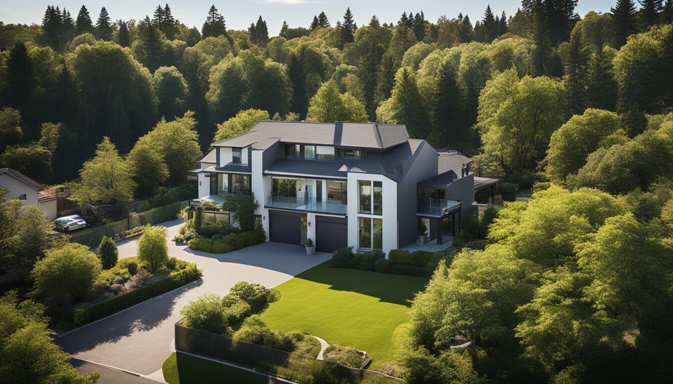 A sunny suburban home with a clear view of the sky, unobstructed by tall trees or buildings. Roof space is ample and unshaded