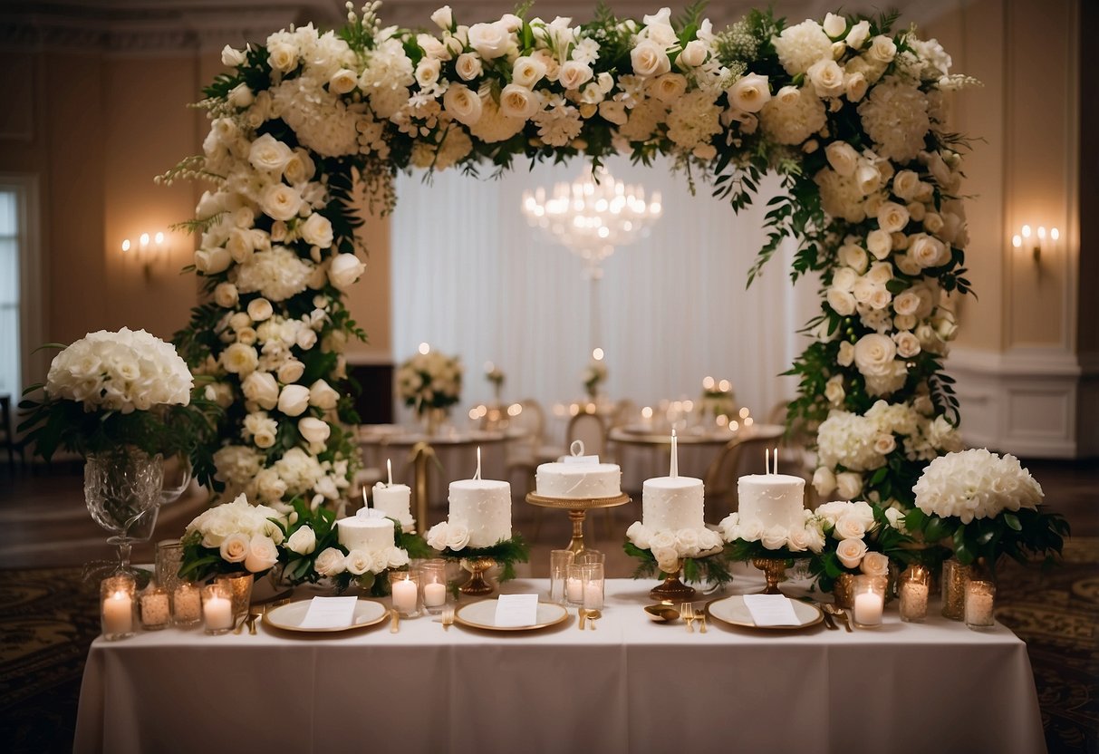 The wedding planner organizes seating charts, floral arrangements, and catering details for the big day