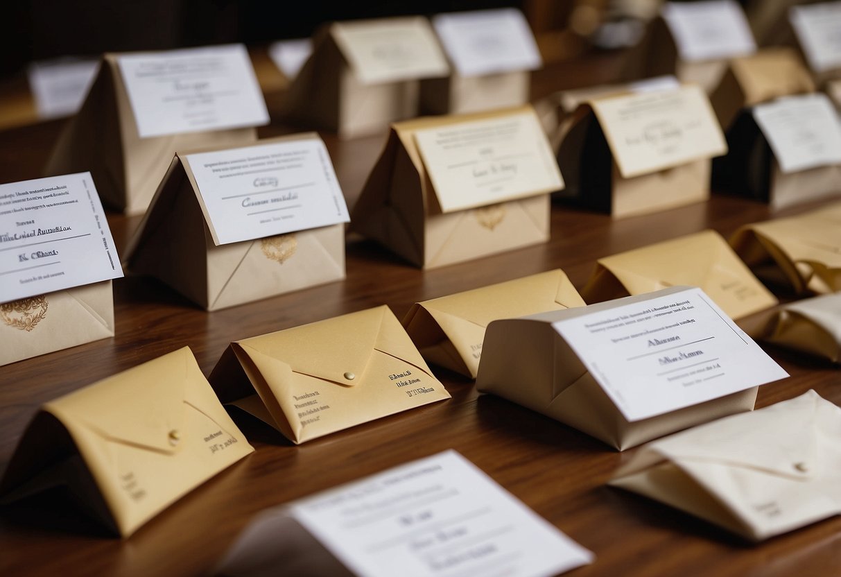 Wedding vendors receive tips in envelopes with their names on them. Envelopes are placed on a designated table at the reception