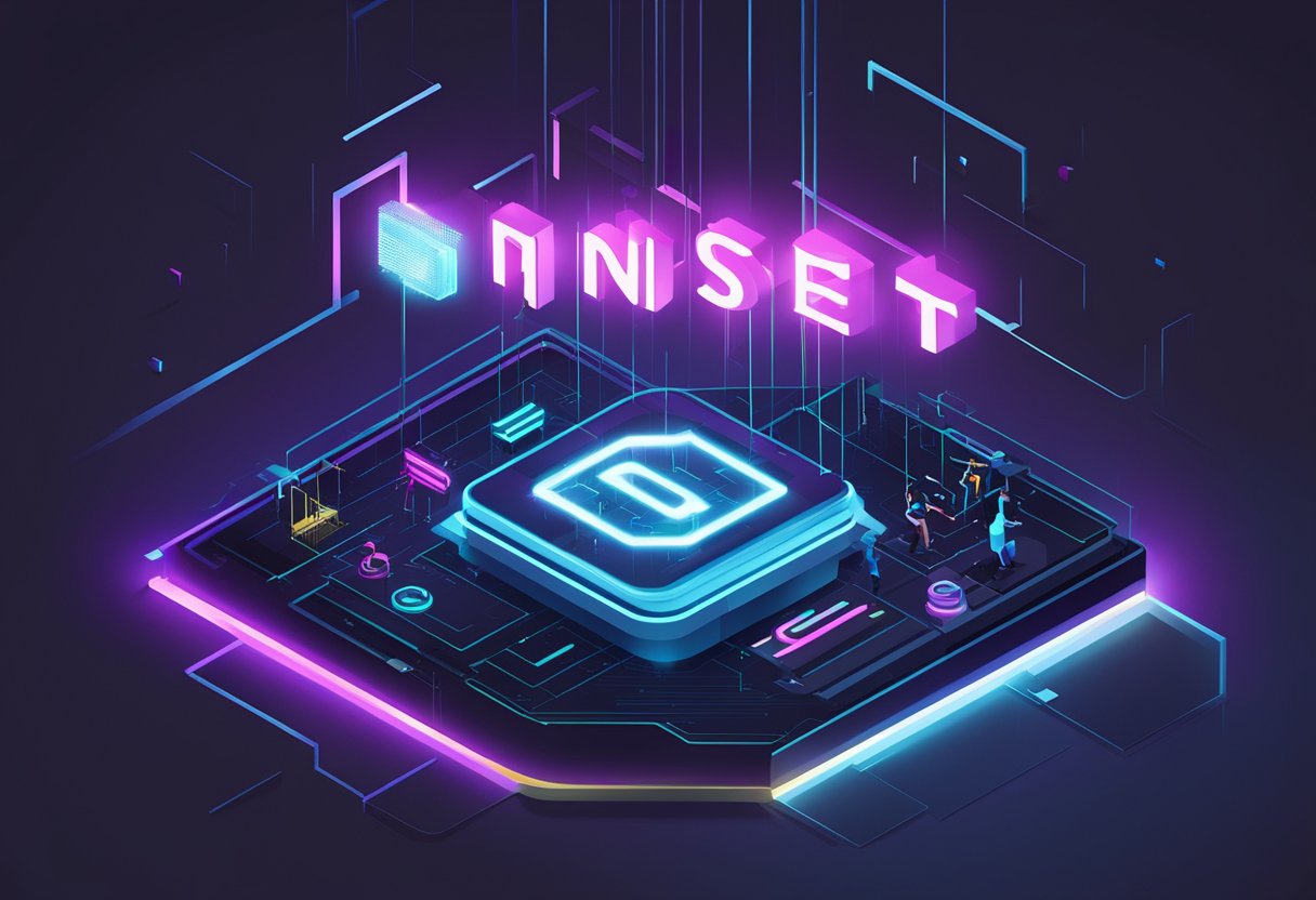 A glowing digital sign with the words "Mindset Digital Significado" displayed against a dark background, emitting a futuristic and tech-savvy vibe