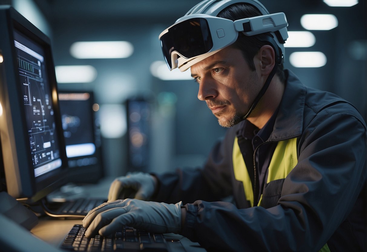 A futuristic maintenance worker uses advanced technology to adapt and evolve the CCAG TIC 2021