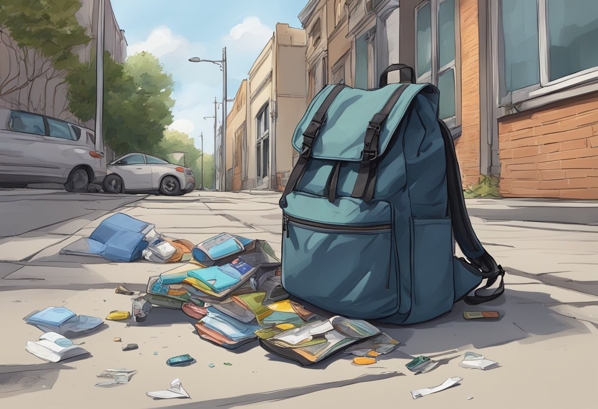 Adriel Tutu Alvarado's backpack lay abandoned on the sidewalk, its contents spilled out and scattered across the pavement