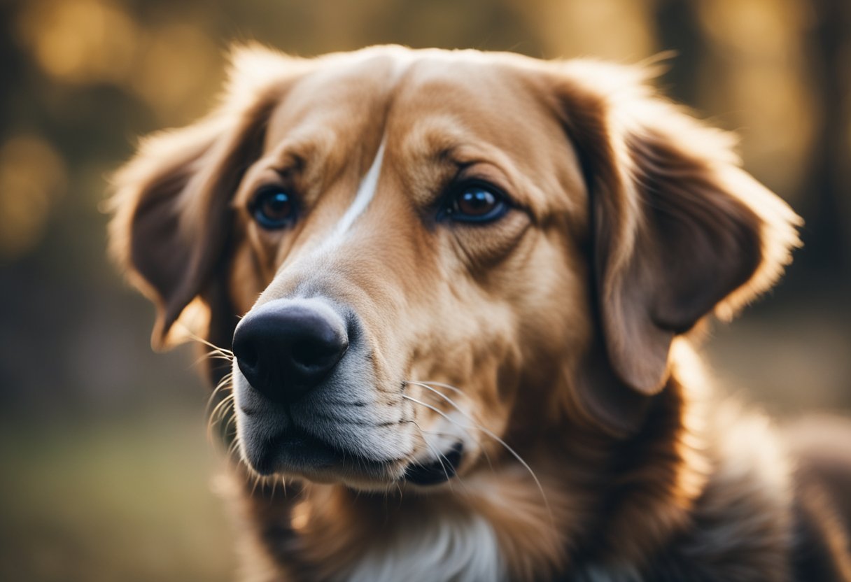 A dog with tongue out, head tilted, and body tense, appears to be licking the air during a seizure