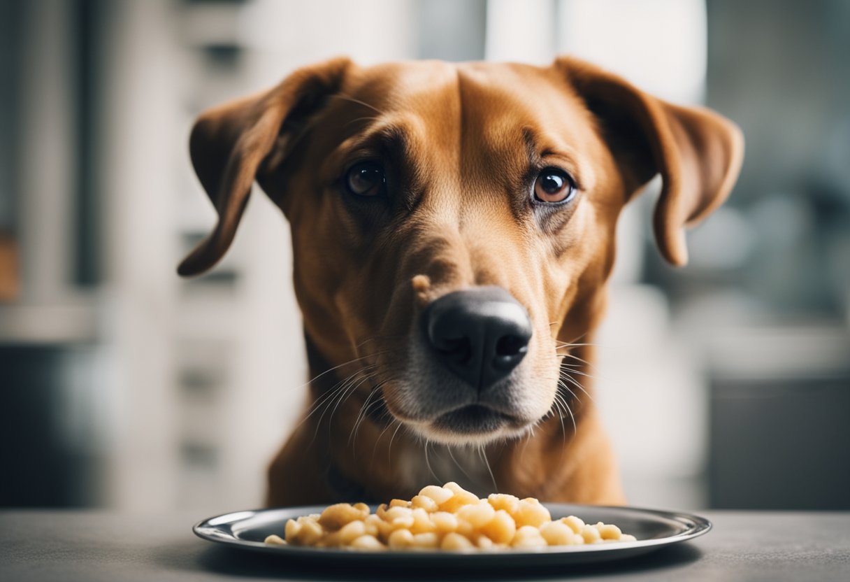 A dog eagerly devours a meal, its digestive system working quickly to break down the food