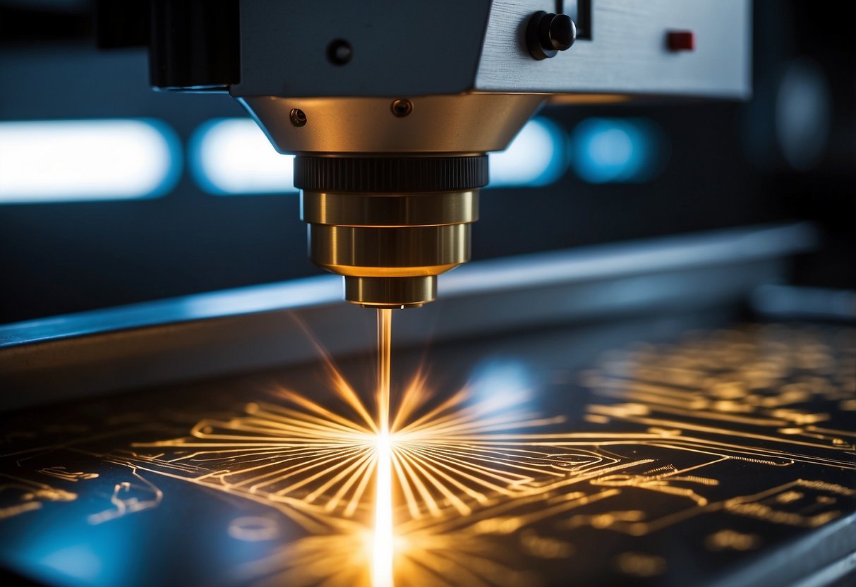 A laser engraving machine etches precise designs onto metal, wood, and plastic materials. Software controls the process, enabling a profitable business