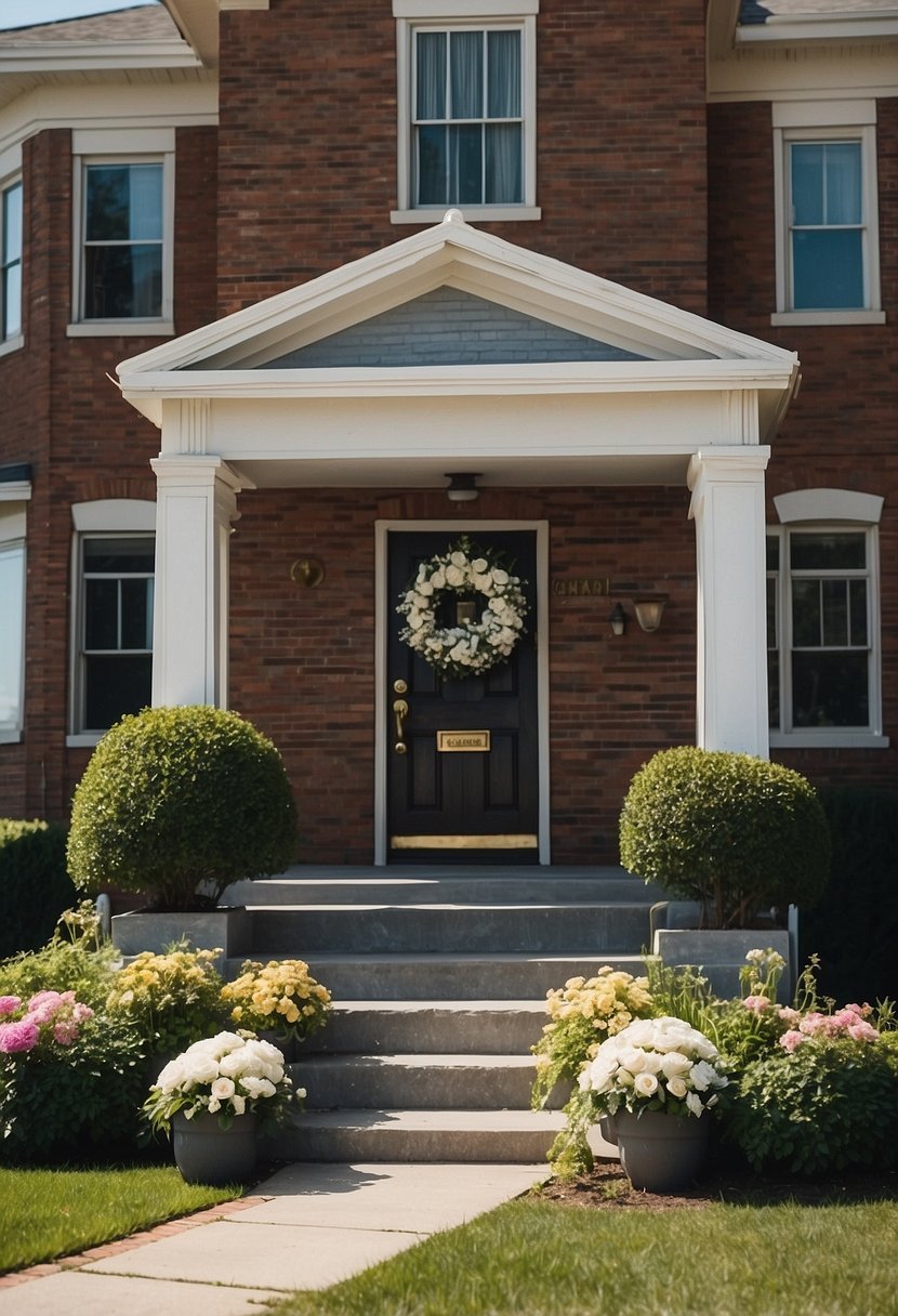 A historic funeral home in Tecumseh, Michigan with a classic facade and a serene, well-maintained garden