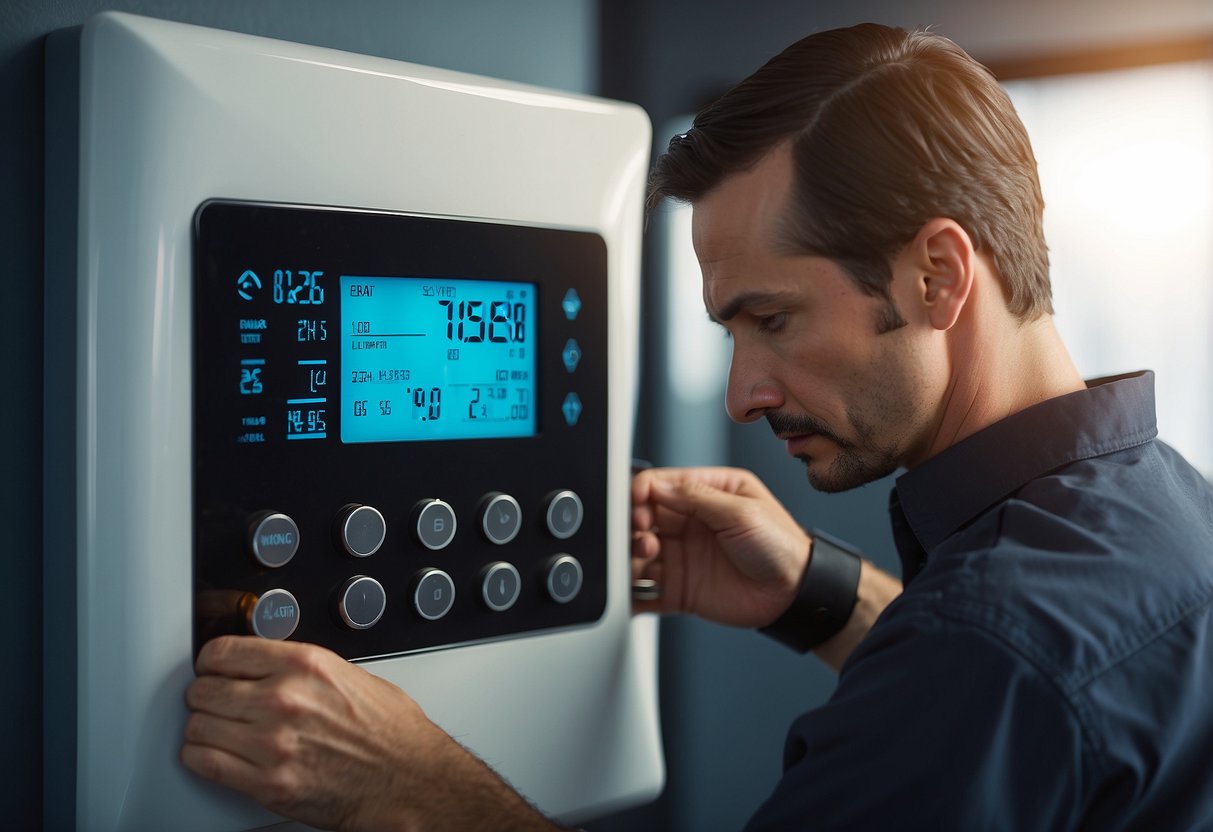 A technician adjusts a thermostat with precision, ensuring HVAC system balance