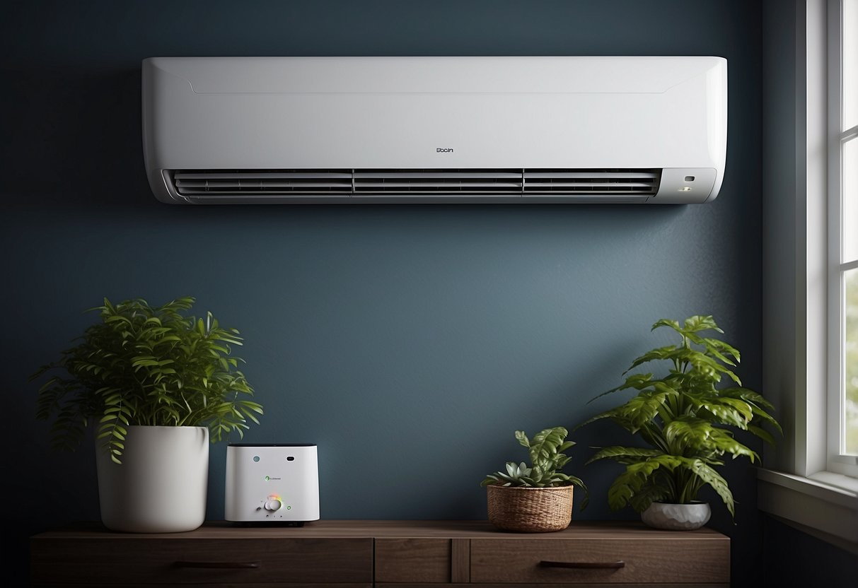 A modern ductless heating system stands next to traditional systems, with a focus on cost and efficiency