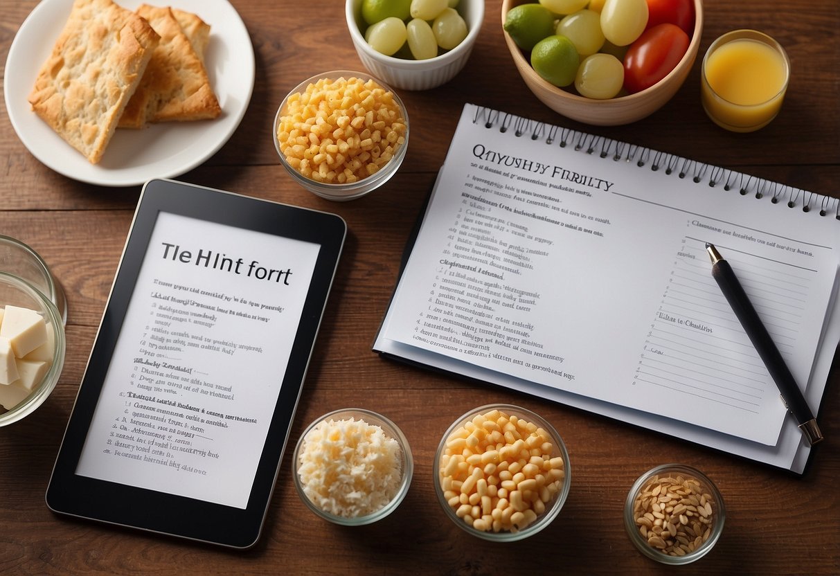 A table with unhealthy food options next to a list of habits to quit for improved fertility