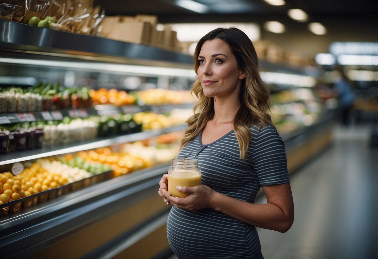 A pregnant woman avoiding unpasteurized dairy, choosing healthy alternatives